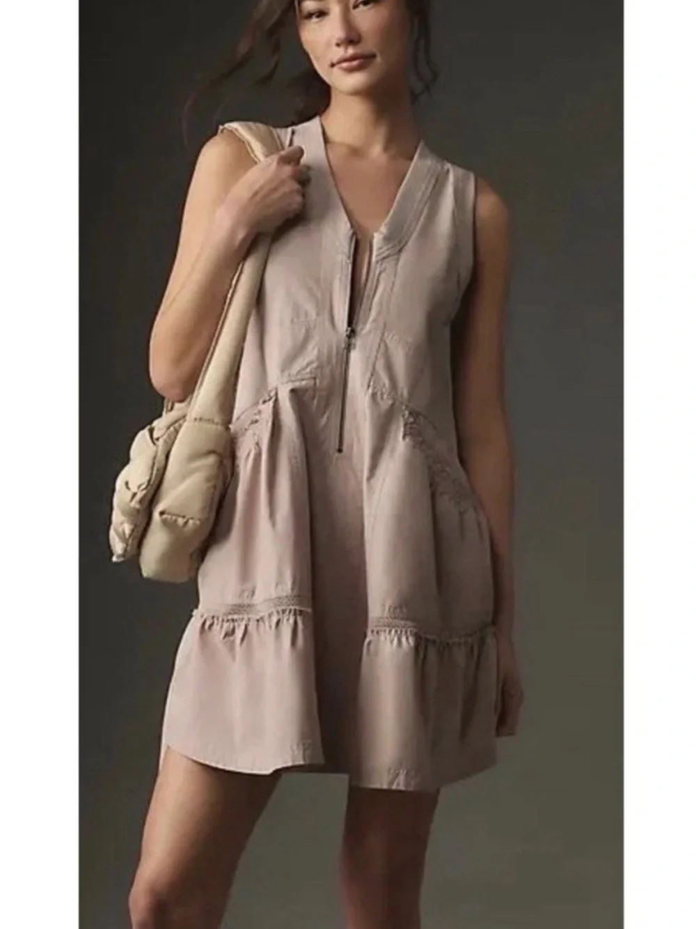 Anthropologie Daily Practice Trek Utility Mini Dress Small Muted Rose Athleisure